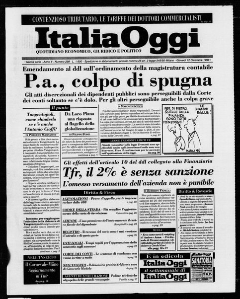 Italia oggi : quotidiano di economia finanza e politica